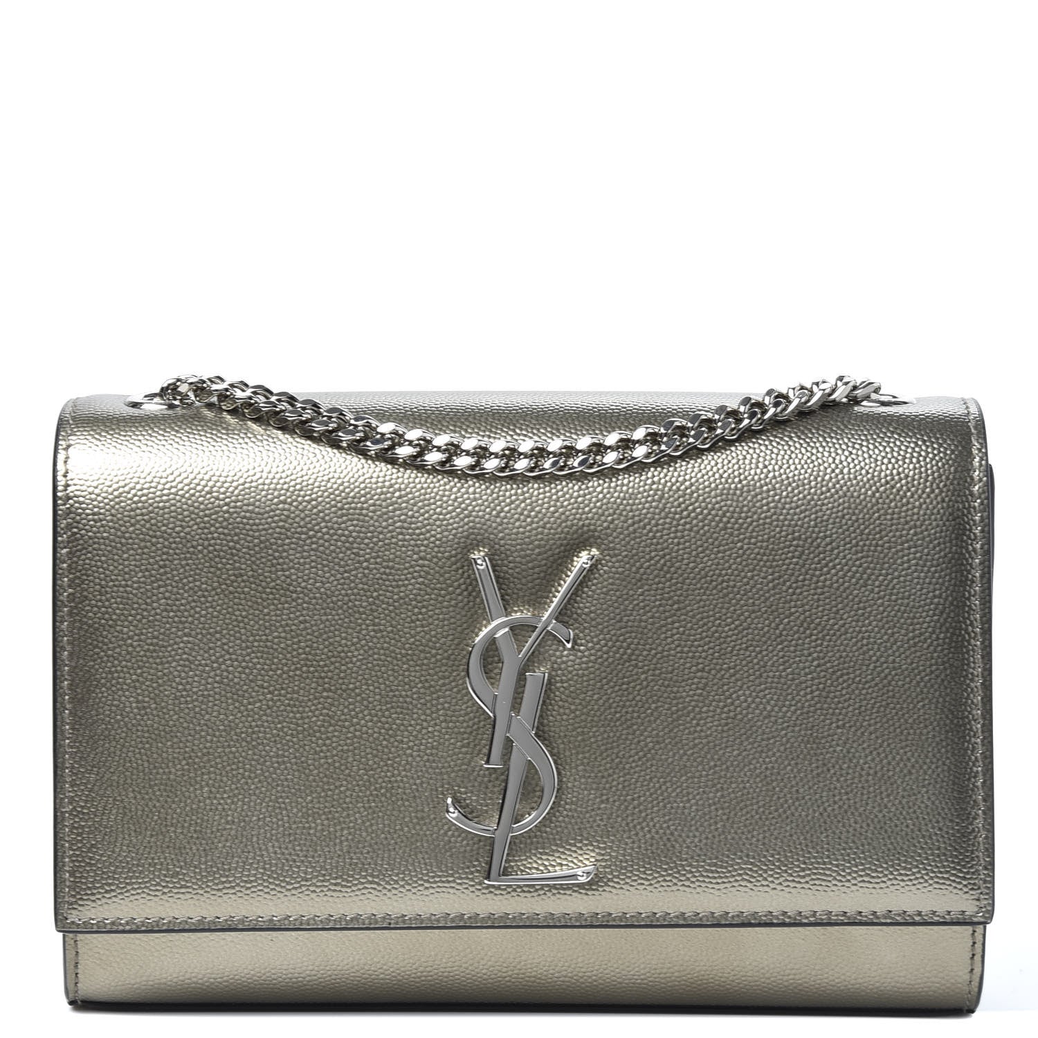 Saint Laurent Grain De Poudre Small Monogram Kate Satchel Gold 1 of 16