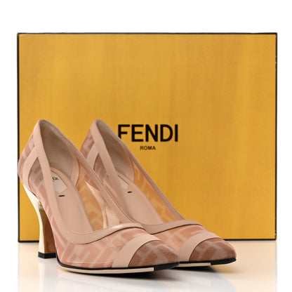 Fendi Technical Mesh Vitello Gommato FF Colibri 85mm Pumps 37 Rose Nudo 8 of 8