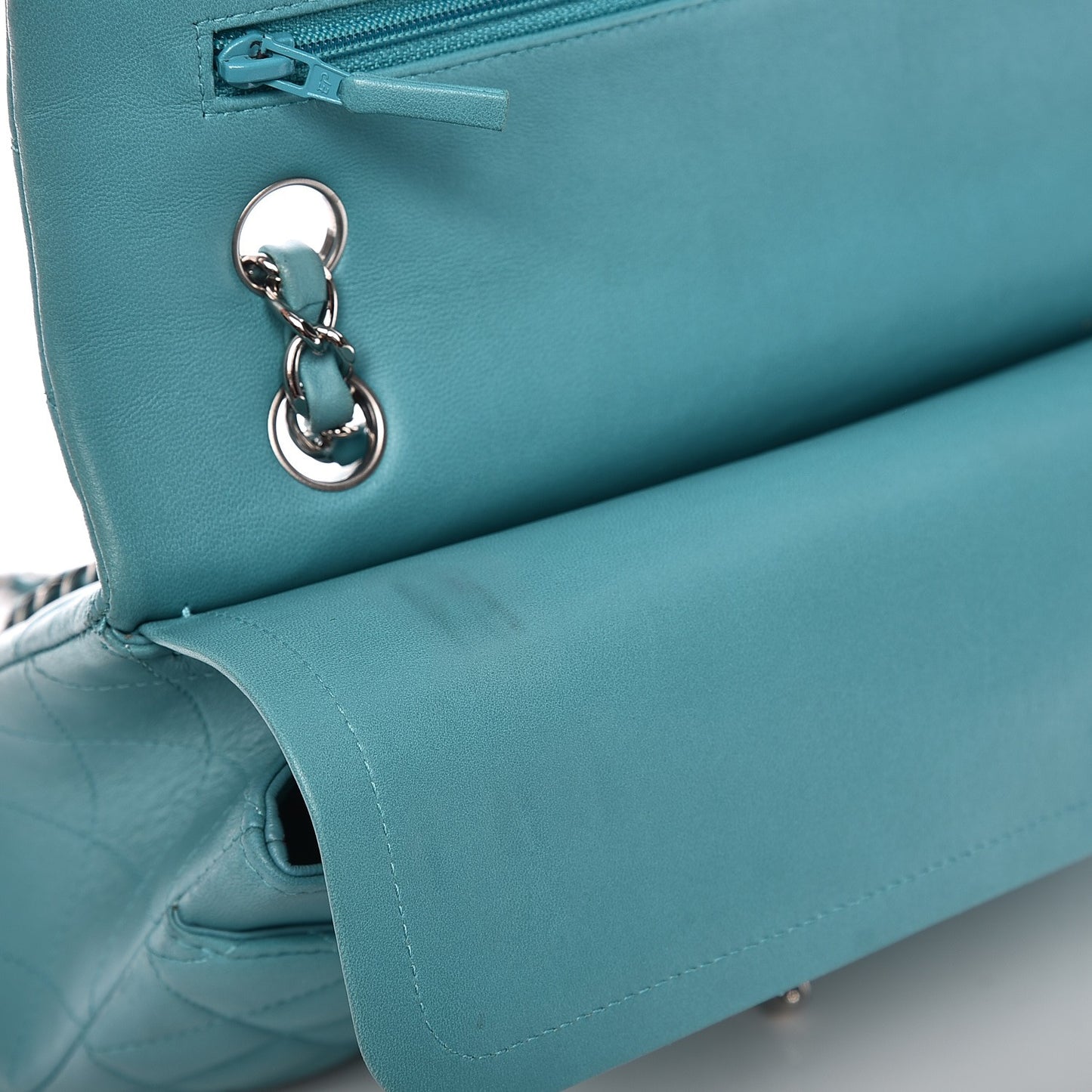 Lambskin Medium Double Flap Turquoise