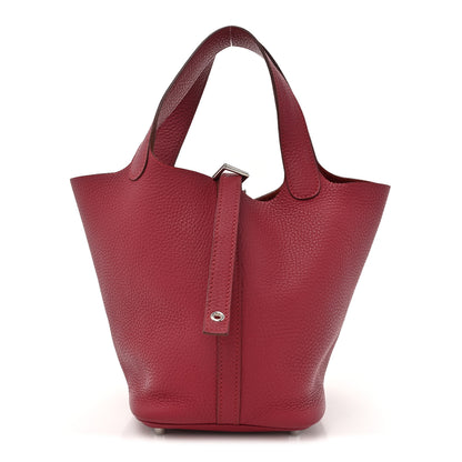 Hermes Taurillon Clemence Picotin Lock 18 PM Rouge Grenat 1 of 12