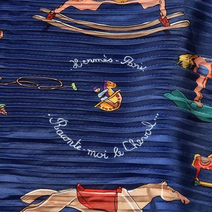 Hermes Silk Plisse Raconte Moi Le Cheval Scarf 90 3 of 6