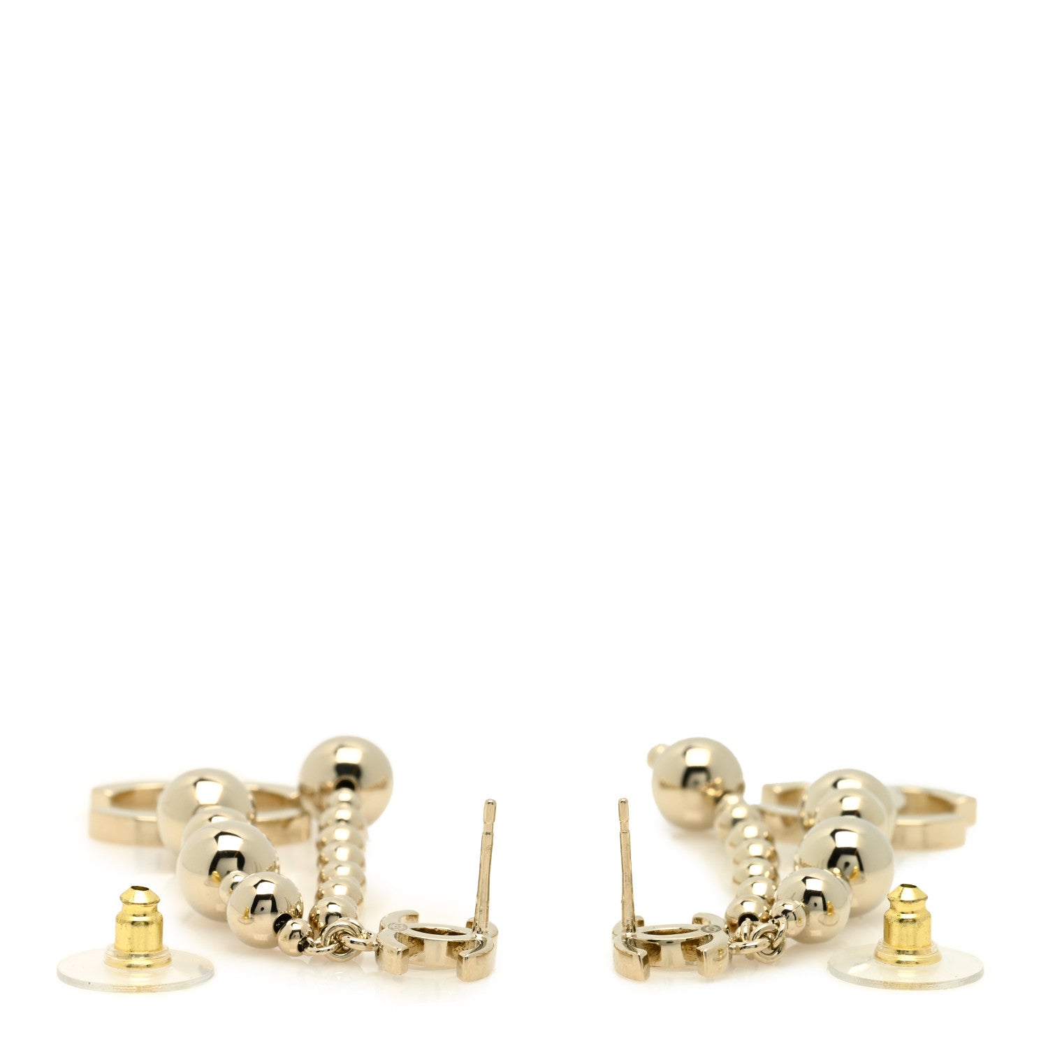 Chanel Metal CC Bead Drop Earrings Gold 3 of 4