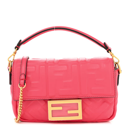 Fendi Nappa FF 1974 Embossed Mini Baguette Lampone 1 of 10