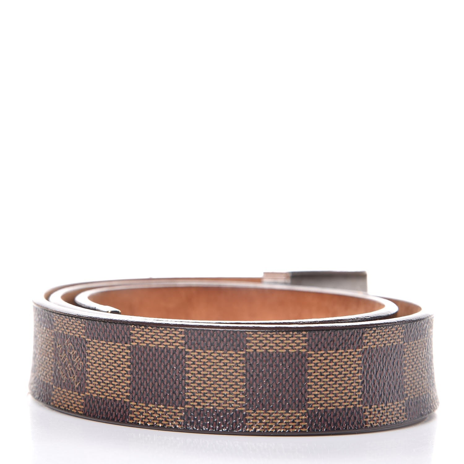 Louis Vuitton Damier Ebene LV Paris Buckle Belt 75 30 Silver 3 of 12