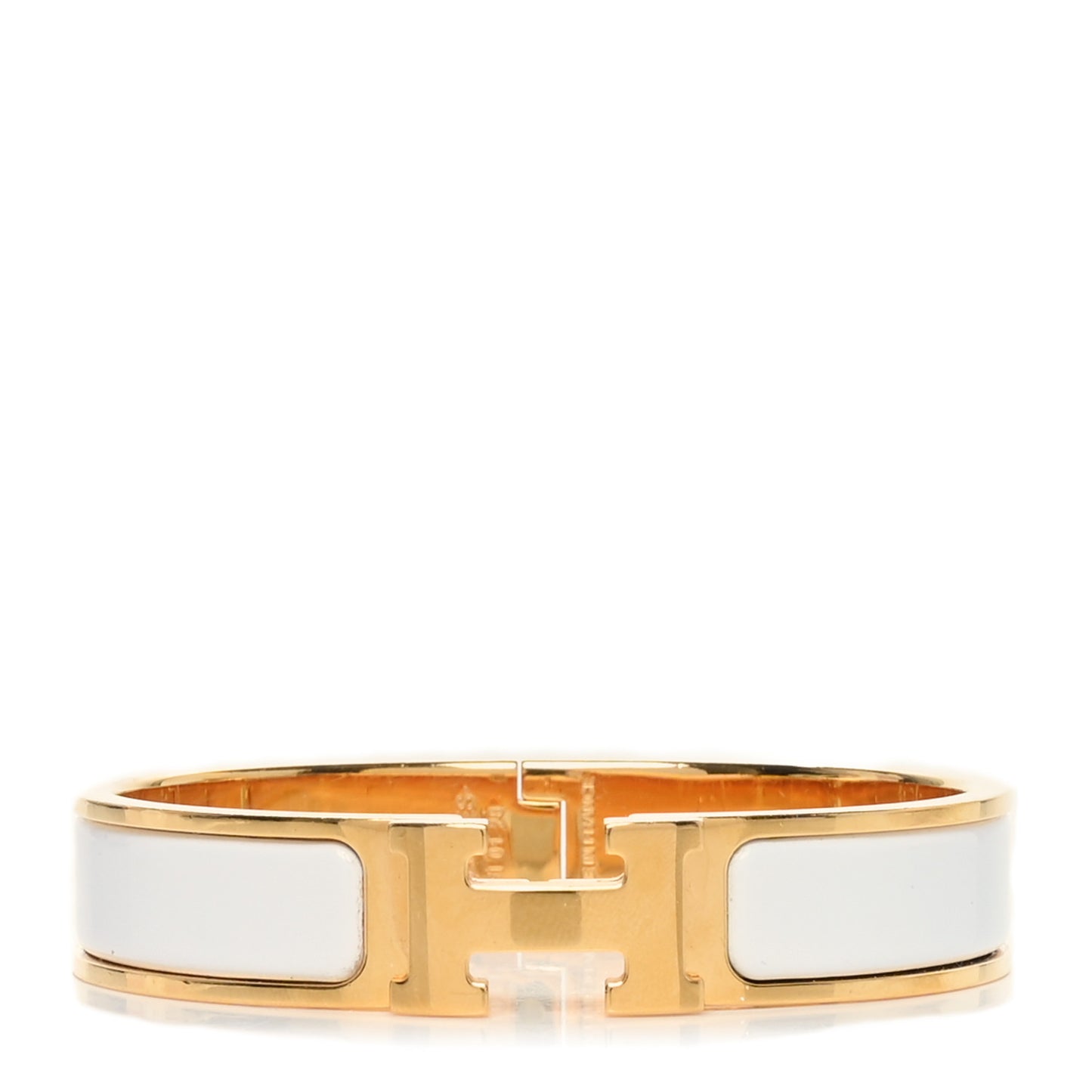 Enamel Narrow Clic Clac H Bracelet PM White