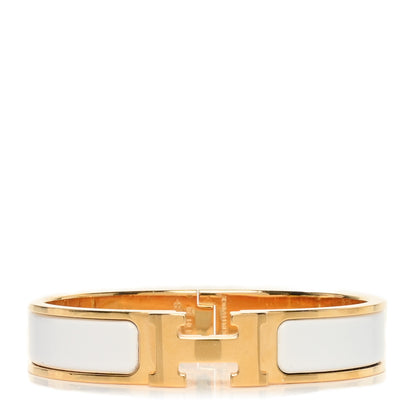 Hermes Enamel Narrow Clic Clac H Bracelet PM White 1 of 4