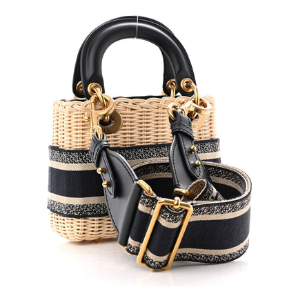 Christian Dior Wicker Oblique Mini Lady Dior Bag Blue 3 of 8