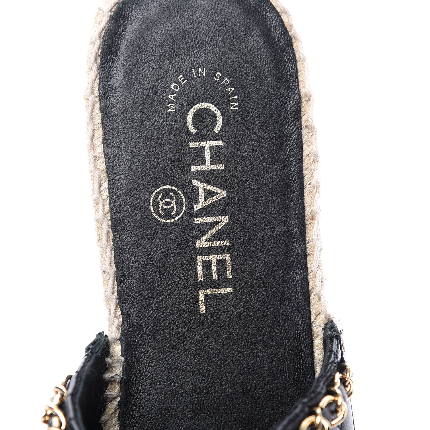 Chanel Lambskin Grosgrain Quilted CC Chain Espadrille Mules 40 Black 6 of 10