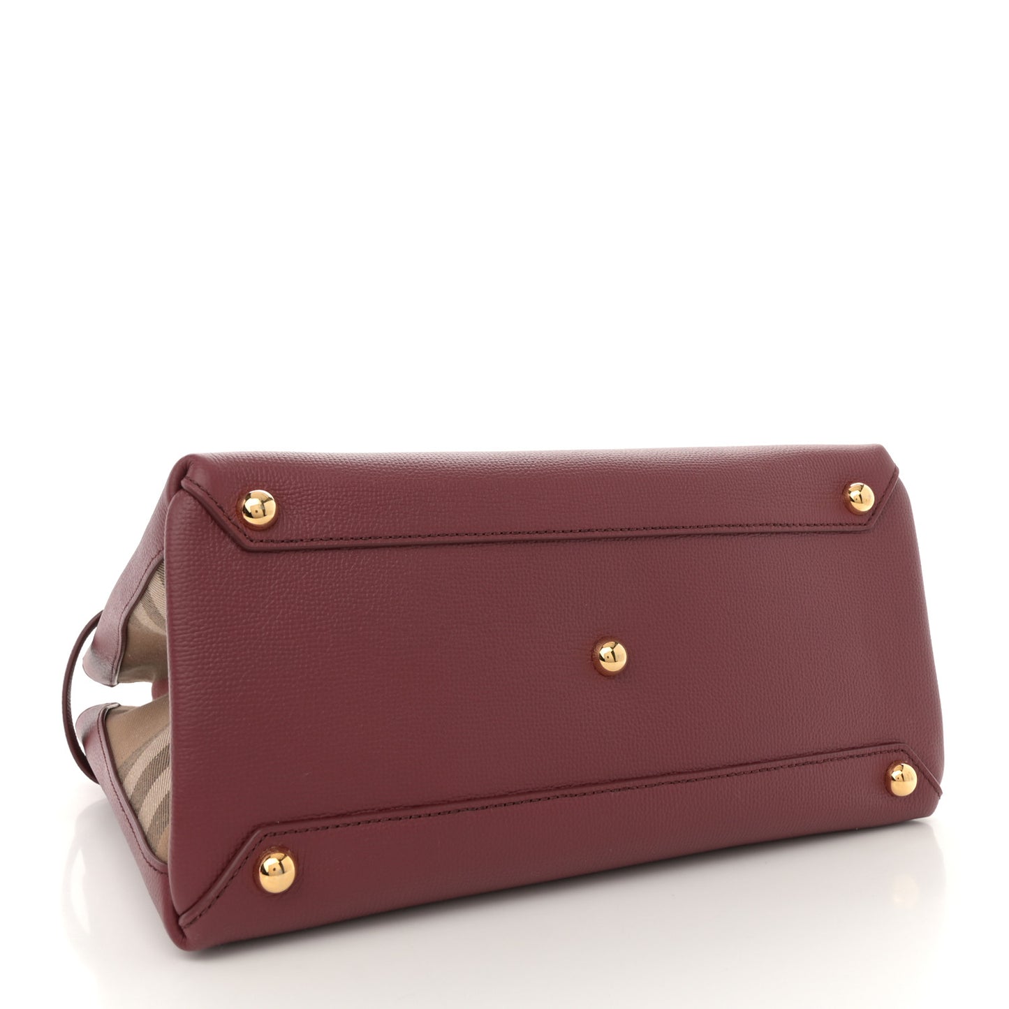 Grainy Calfskin House Check Medium Banner Tote Crimson