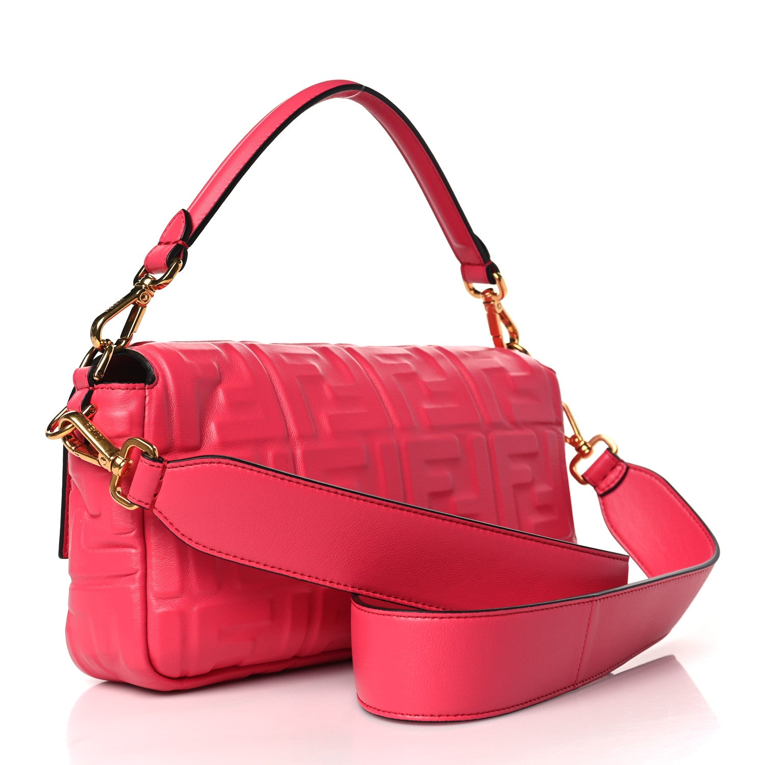 Fendi Nappa FF 1974 Embossed Baguette Lampone 3 of 9