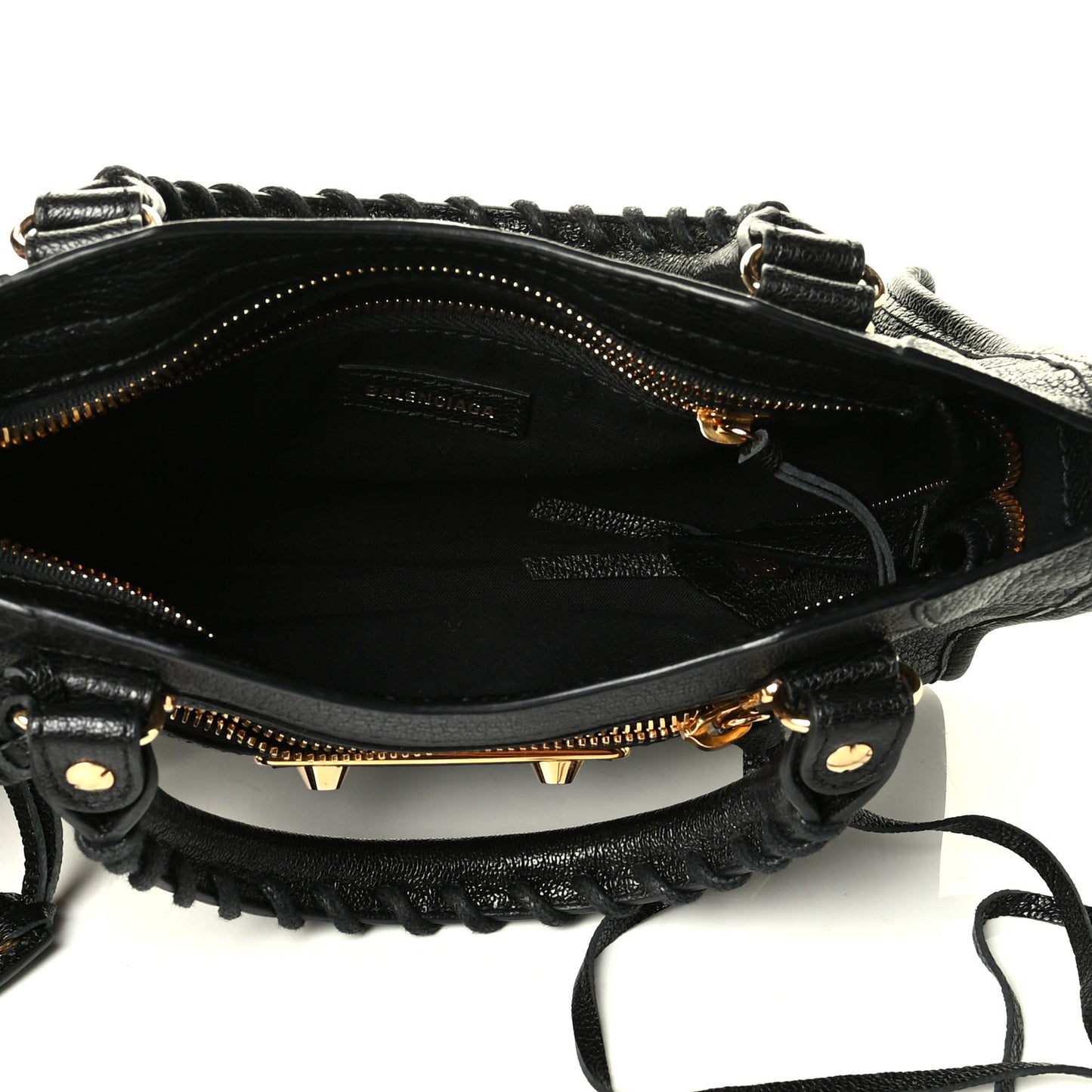 Chevre Gold Metallic Edge Hardware Mini City Black