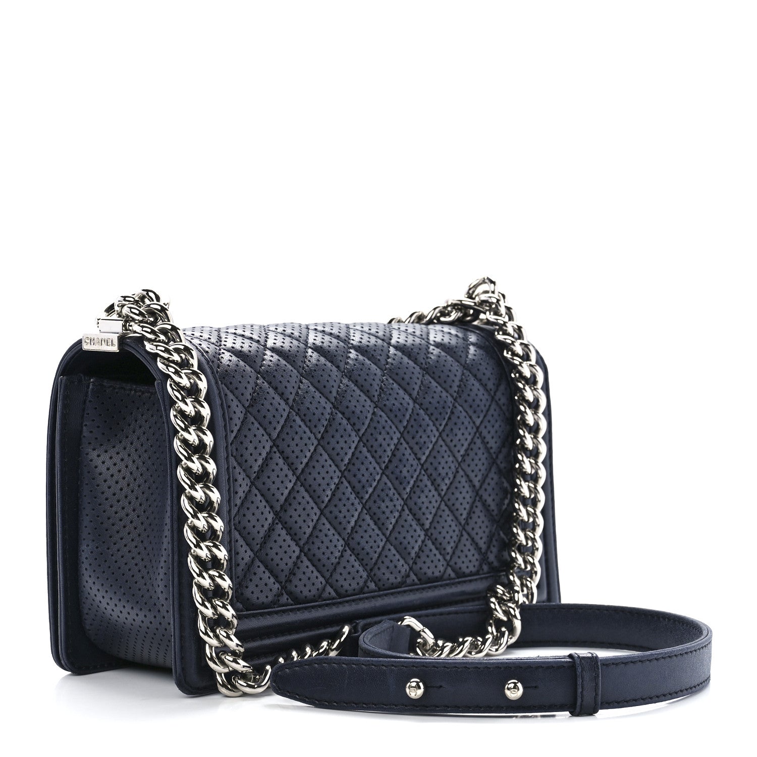 Chanel Lambskin Perforated Medium Boy Flap Navy 3 of 11