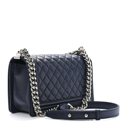 Chanel Lambskin Perforated Medium Boy Flap Navy 3 of 11