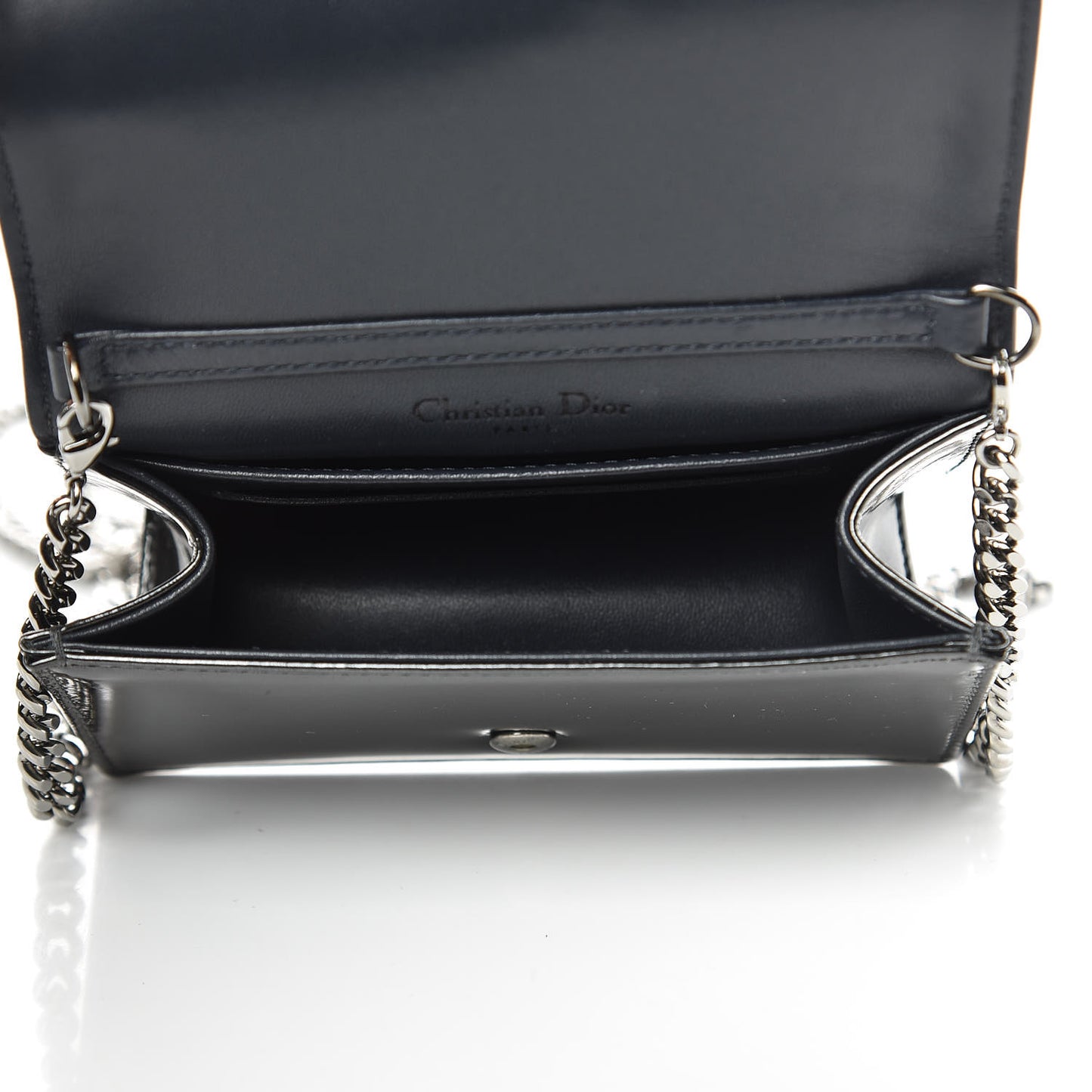 Metallic Patent Micro-Cannage Baby Diorama Flap Bag Onyx Black