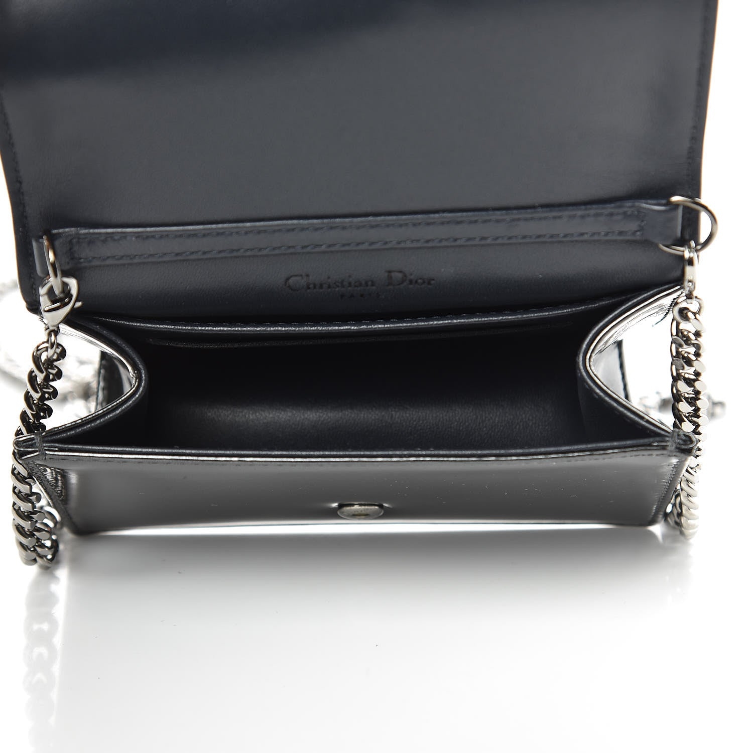 Christian Dior Metallic Patent Micro-Cannage Baby Diorama Flap Bag Onyx Black 5 of 10