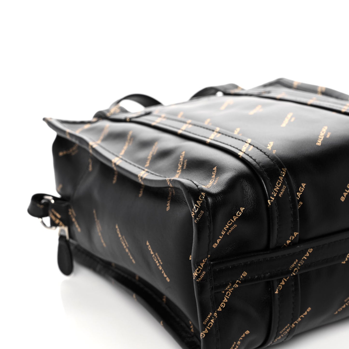 Calfskin Allover Logo XS Bazar Shopper Tote Black Gold