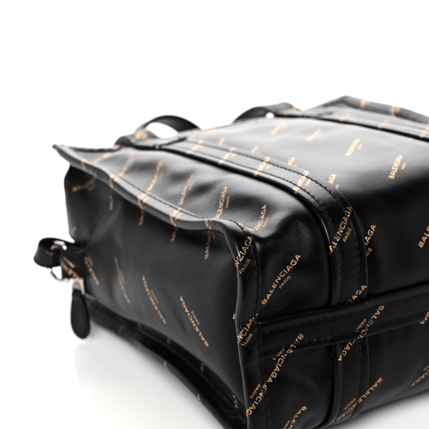 Balenciaga Calfskin Allover Logo XS Bazar Shopper Tote Black Gold 11 of 16