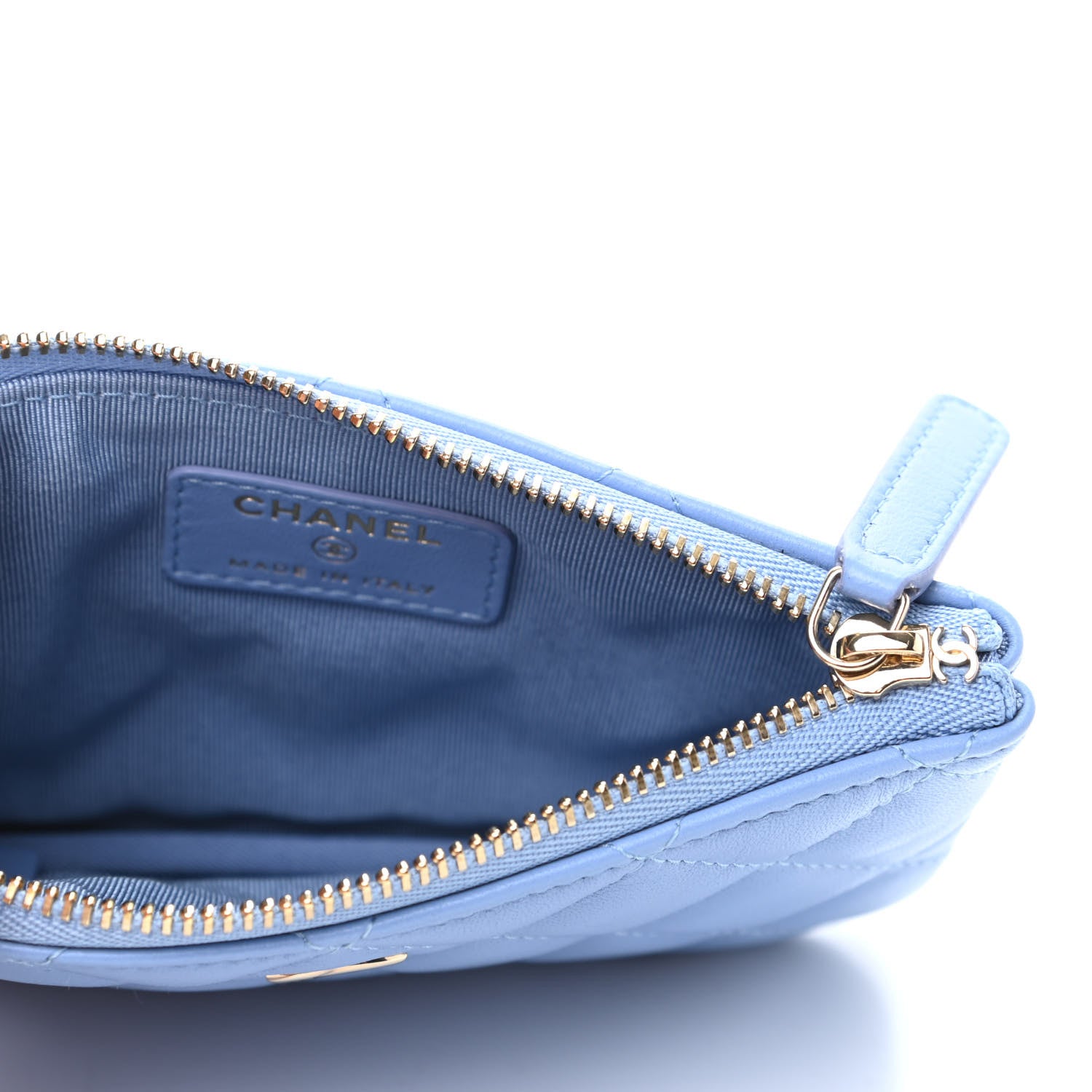 Chanel Lambskin Quilted Small Cosmetic Case Light Blue 5 of 8