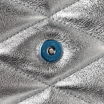 Saint Laurent Metallic Lambskin Quilted Sade Puffer Envelope Clutch Argento 13 of 13