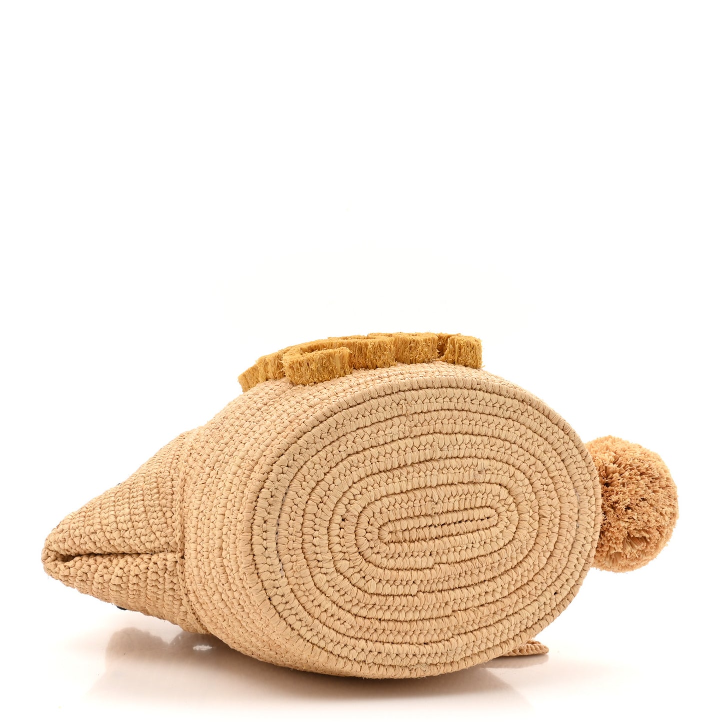 Raffia Calfskin Bunny Basket Bucket Bag Natural