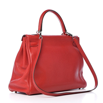 Hermes Taurillon Clemence Retourne Kelly 35 Rouge Garance 3 of 35