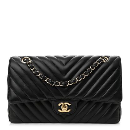 Chanel Lambskin Chevron Quilted Medium Double Flap Black 1 of 11