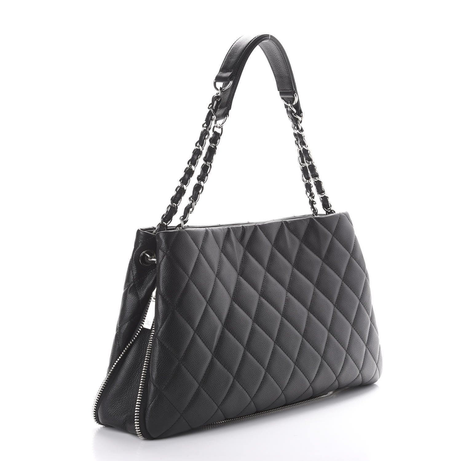 Chanel Caviar Quilted Expandable Zip Shoulder Bag Black 3 of 10