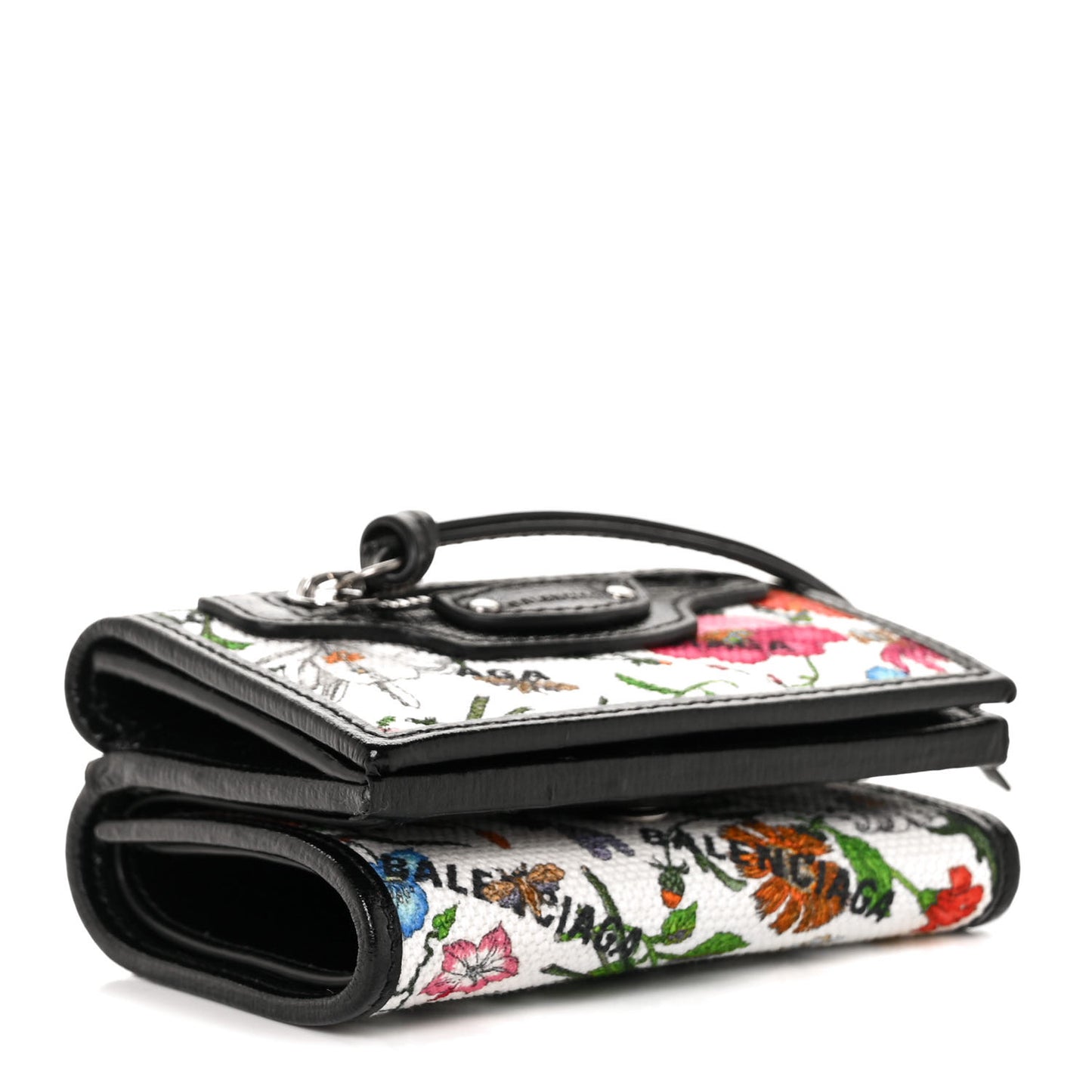 X GUCCI Canvas Azalea Calfskin Flora Logo Print Neo Classic Wallet White Multicolor Black
