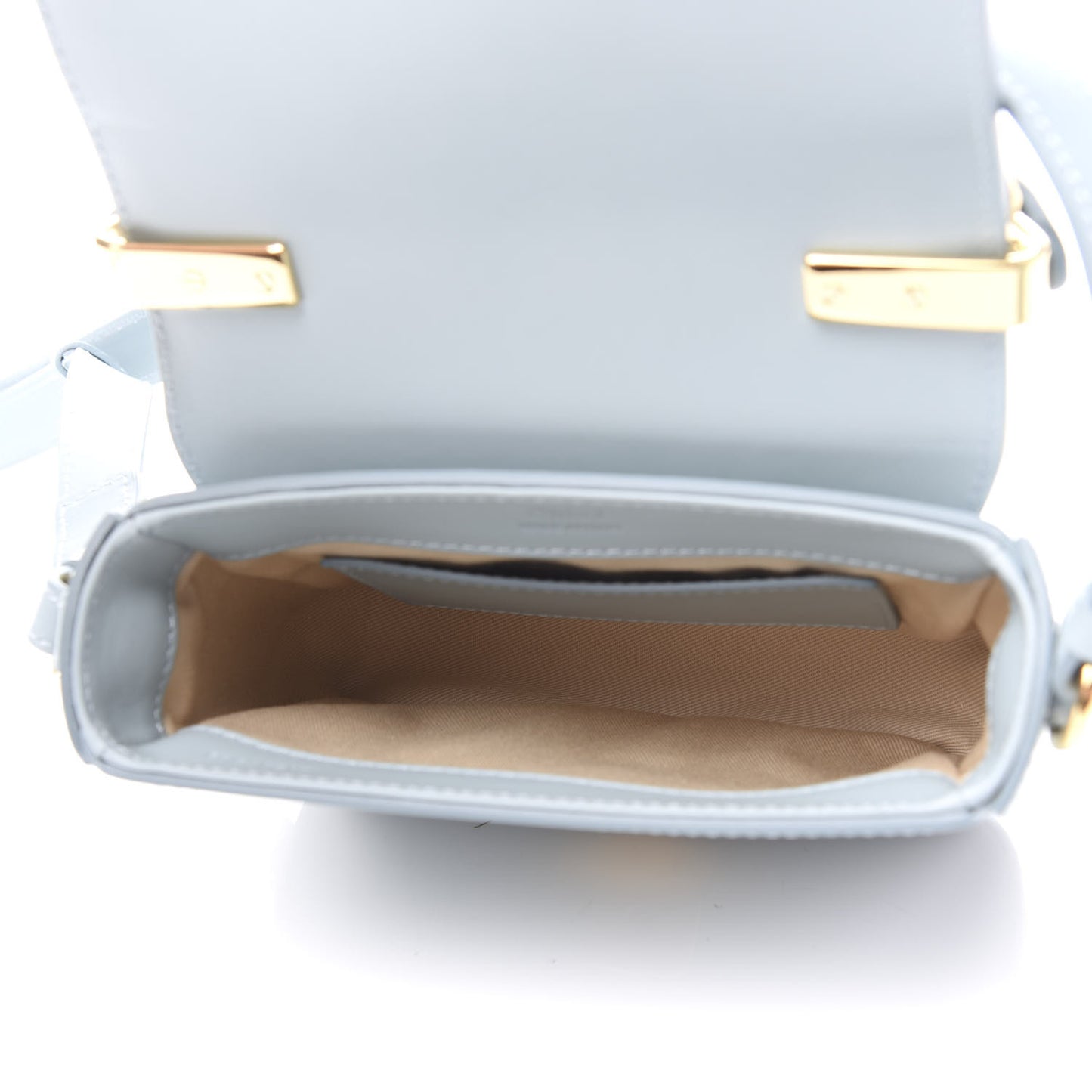 Shiny Calfskin Suede Mini C Double Carry Cloudy Blue