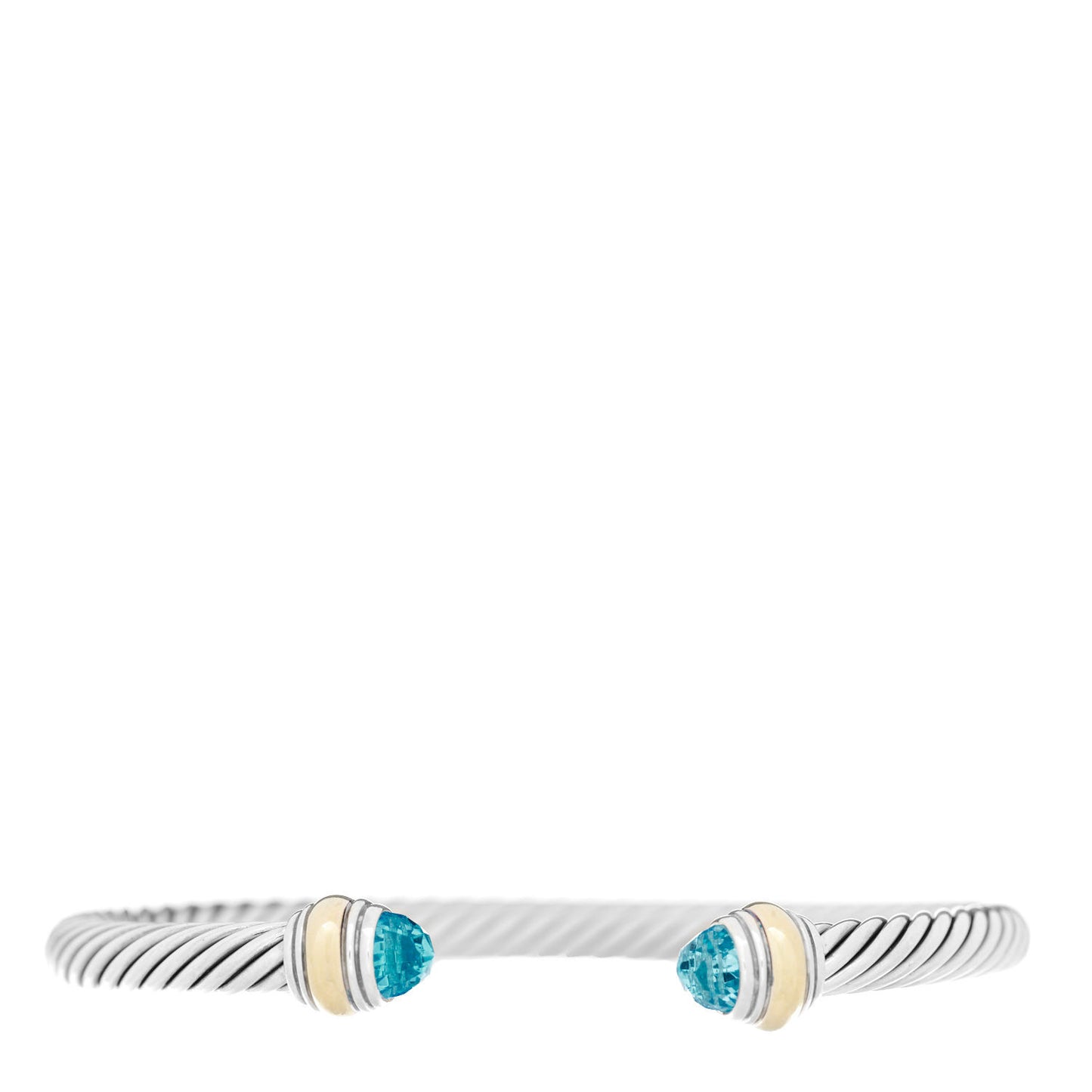 Sterling Silver 14K Yellow Gold Blue Topaz 5mm Cable Classics Bracelet