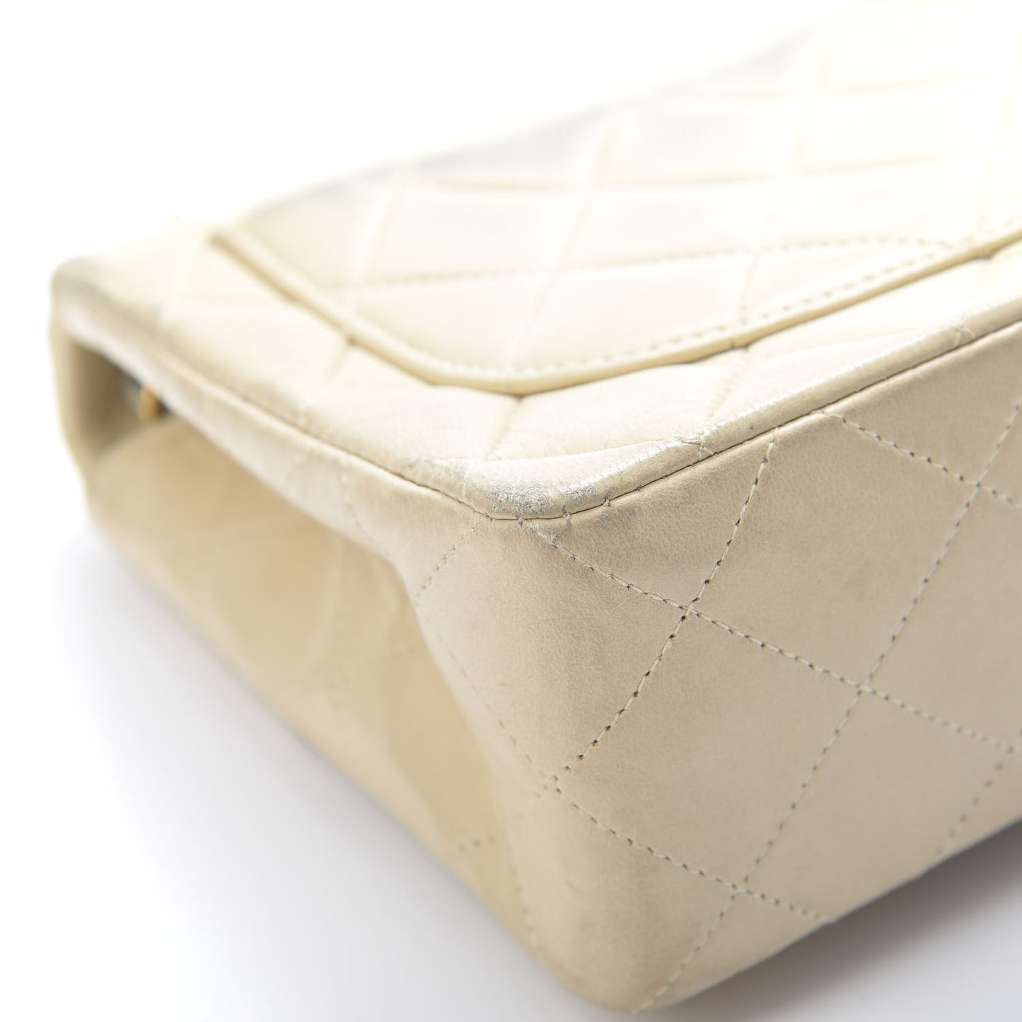 Lambskin Quilted Mini Square Flap Beige