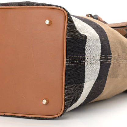 Burberry Grainy Calfskin Canvas Mega Check Medium Ashby Tassel Hobo Saddle Brown 12 of 16