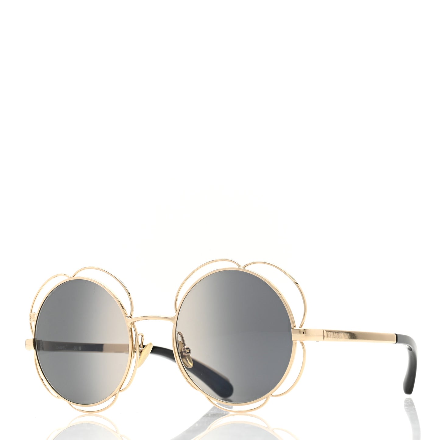 Metal Round Camellia Sunglasses 71573 Gold
