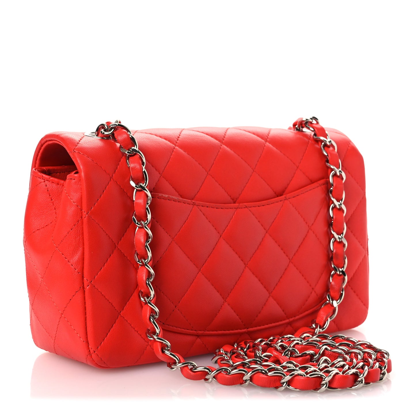 Lambskin Quilted Mini Rectangular Flap Red