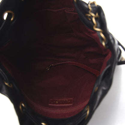 Chanel Calfskin Camellia Embossed Drawstring Shoulder Bag Black 5 of 10