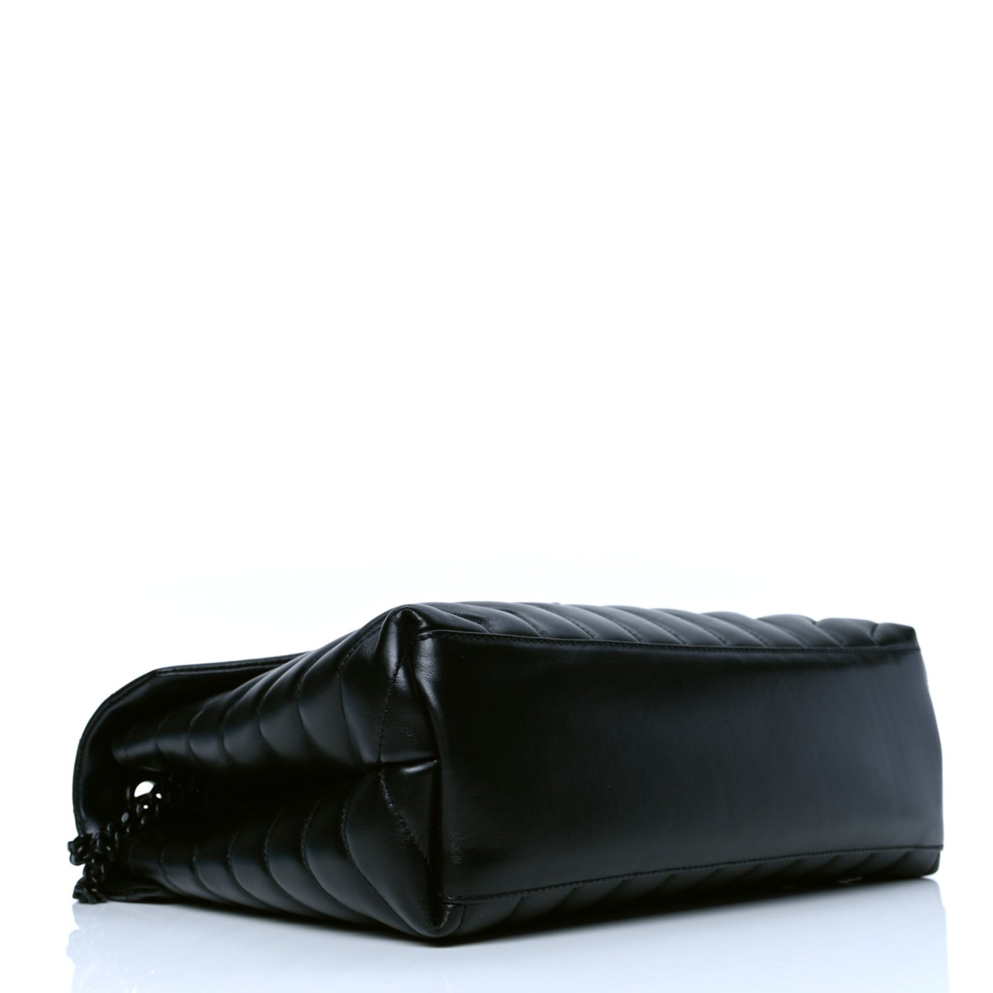 Calfskin Y Quilted Monogram Medium Loulou Chain Satchel Black