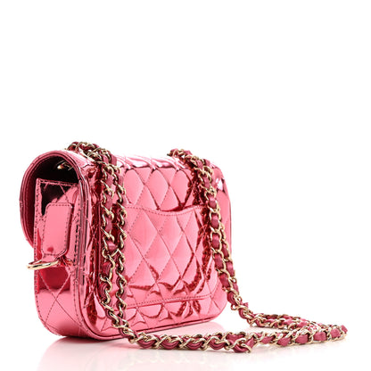 Chanel Mirror Calfskin Metallic Lambskin Quilted Hollywood Boulevard Mini Flap With Star Coin Purse Pink 8 of 11