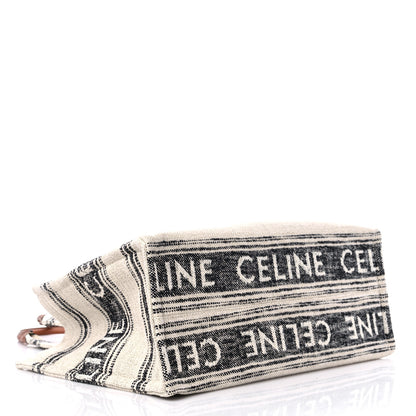 Celine Jacquard Striped Large Cabas Thais White Black 4 of 8