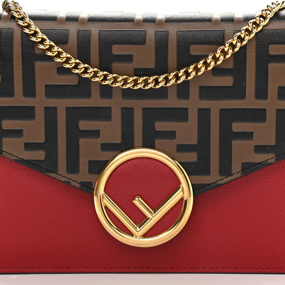 Fendi Vitello Cruise F is Fendi FF 1974 Embossed Medium Envelope Wallet On Chain Fragola Maya Black 9 of 14