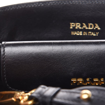 Prada Goatskin Floral Print Bibliotheque Shoulder Bag Tabacco Black 15 of 16