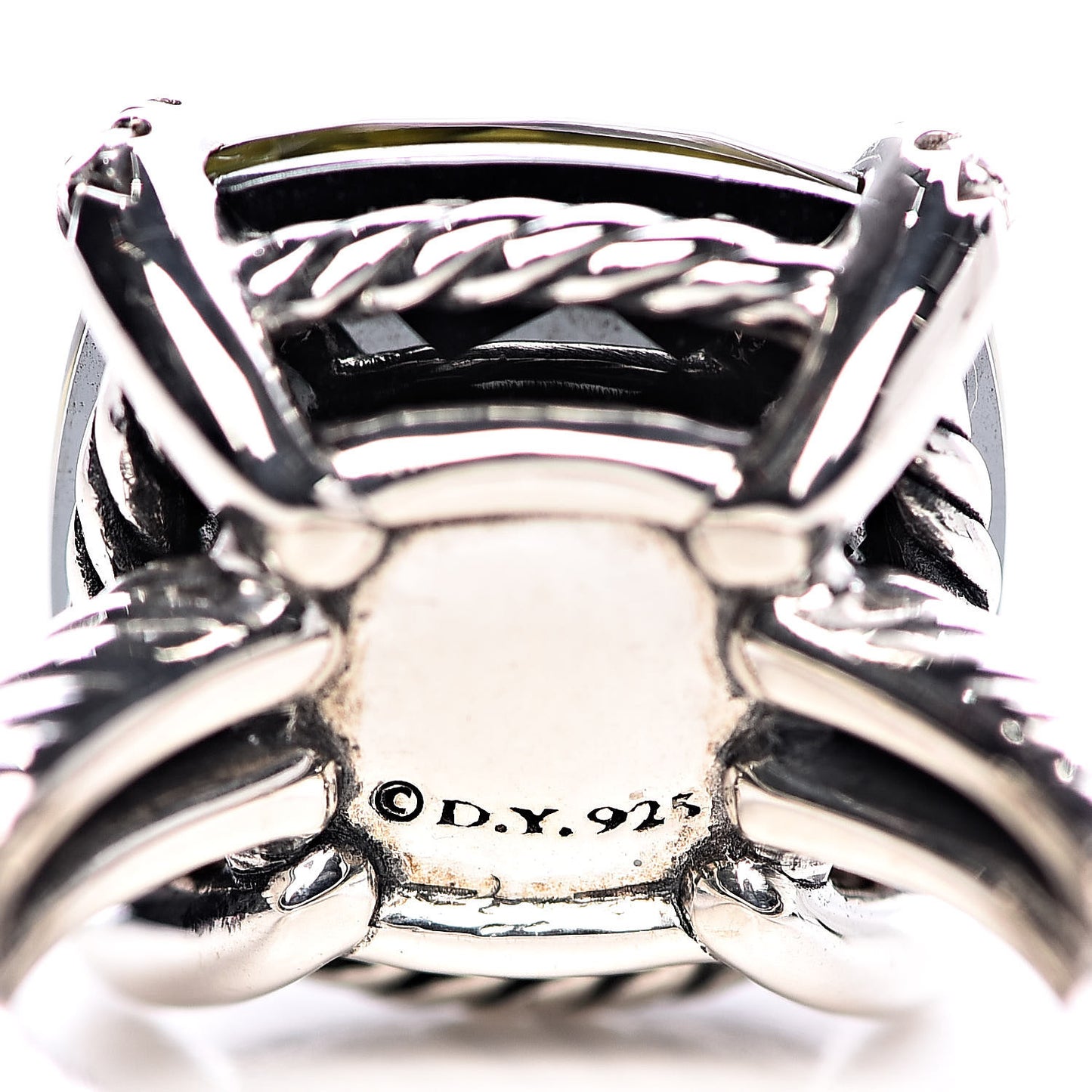 Sterling Silver Diamond Green Orchid 14mm Chatelaine Ring 48 4.5