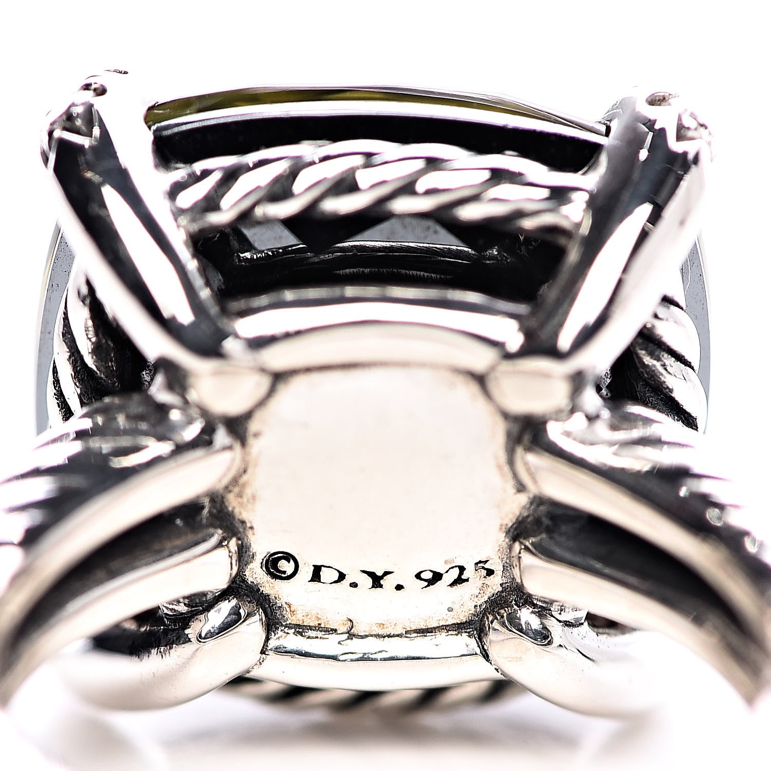 David Yurman Sterling Silver Diamond Green Orchid 14mm Chatelaine Ring 48 4.5 5 of 5