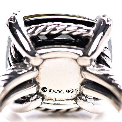 David Yurman Sterling Silver Diamond Green Orchid 14mm Chatelaine Ring 48 4.5 5 of 5