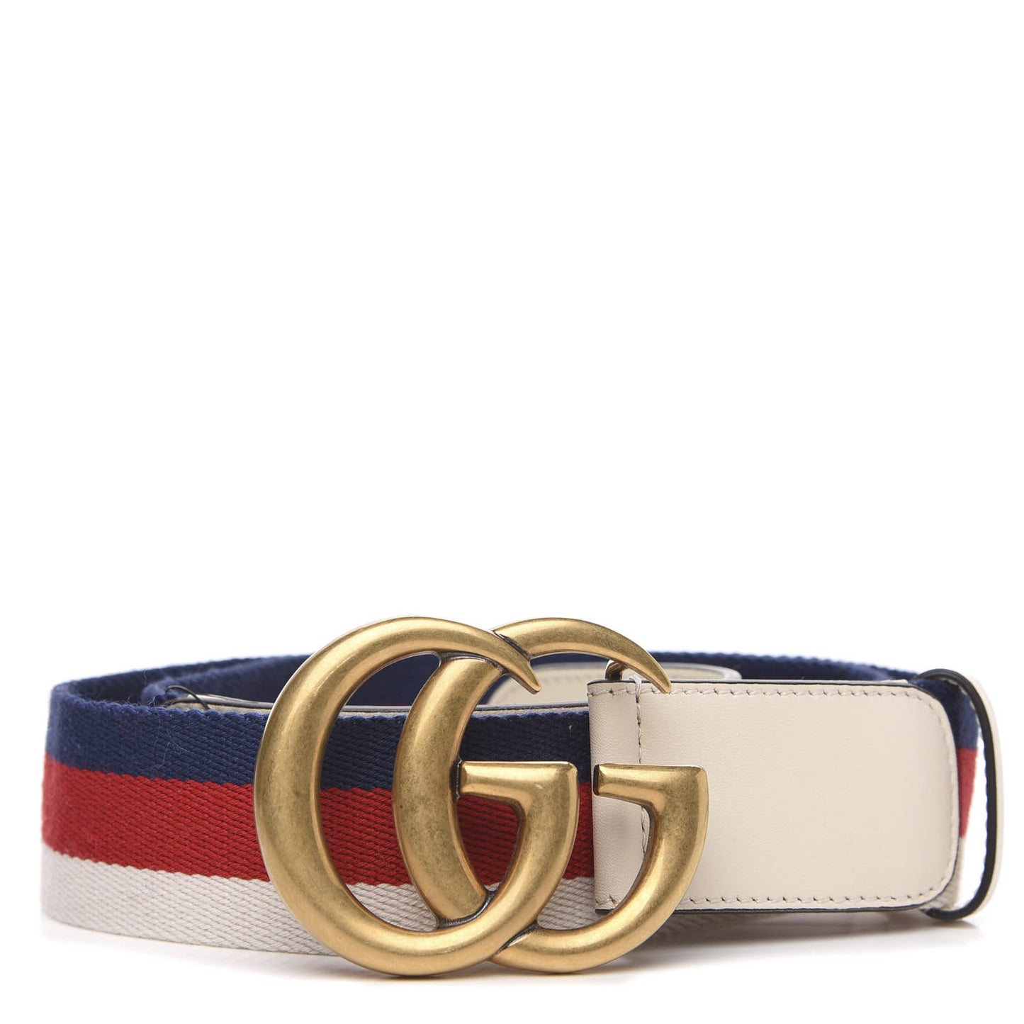 Nylon Calfskin Sylvie Web Double G 40mm Belt 95 38 Mystic White Hibiscus Red Maritime