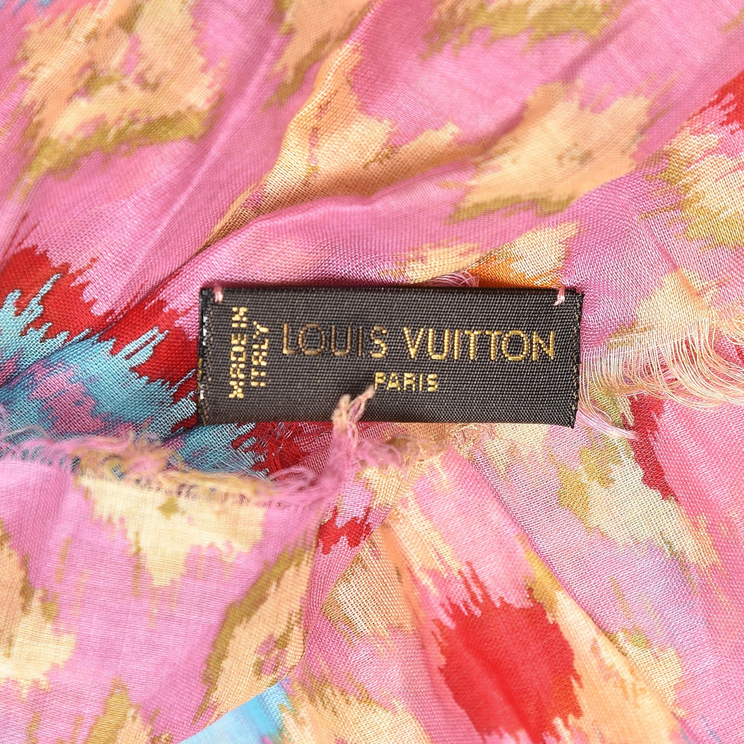Louis Vuitton Cotton Monogram Ikat Pareo Scarf Rose 4 of 4