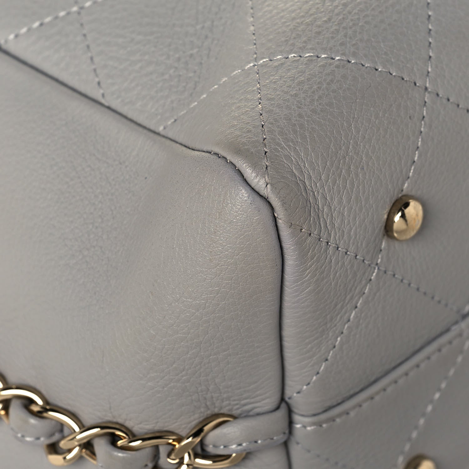 Chanel Bullskin Stitched Medium Shopping Bag Grey 9 of 16