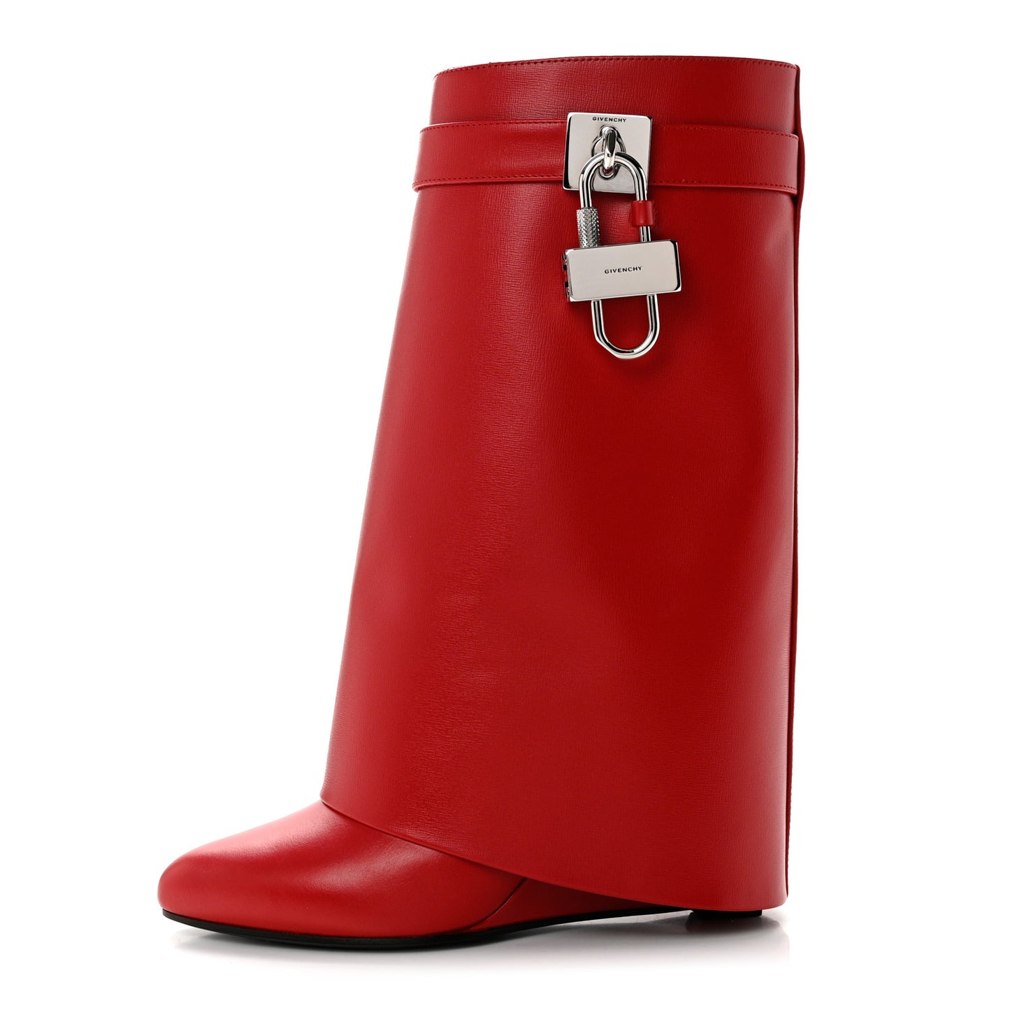 Calfskin Shark Lock Ankle Boots 36 Red