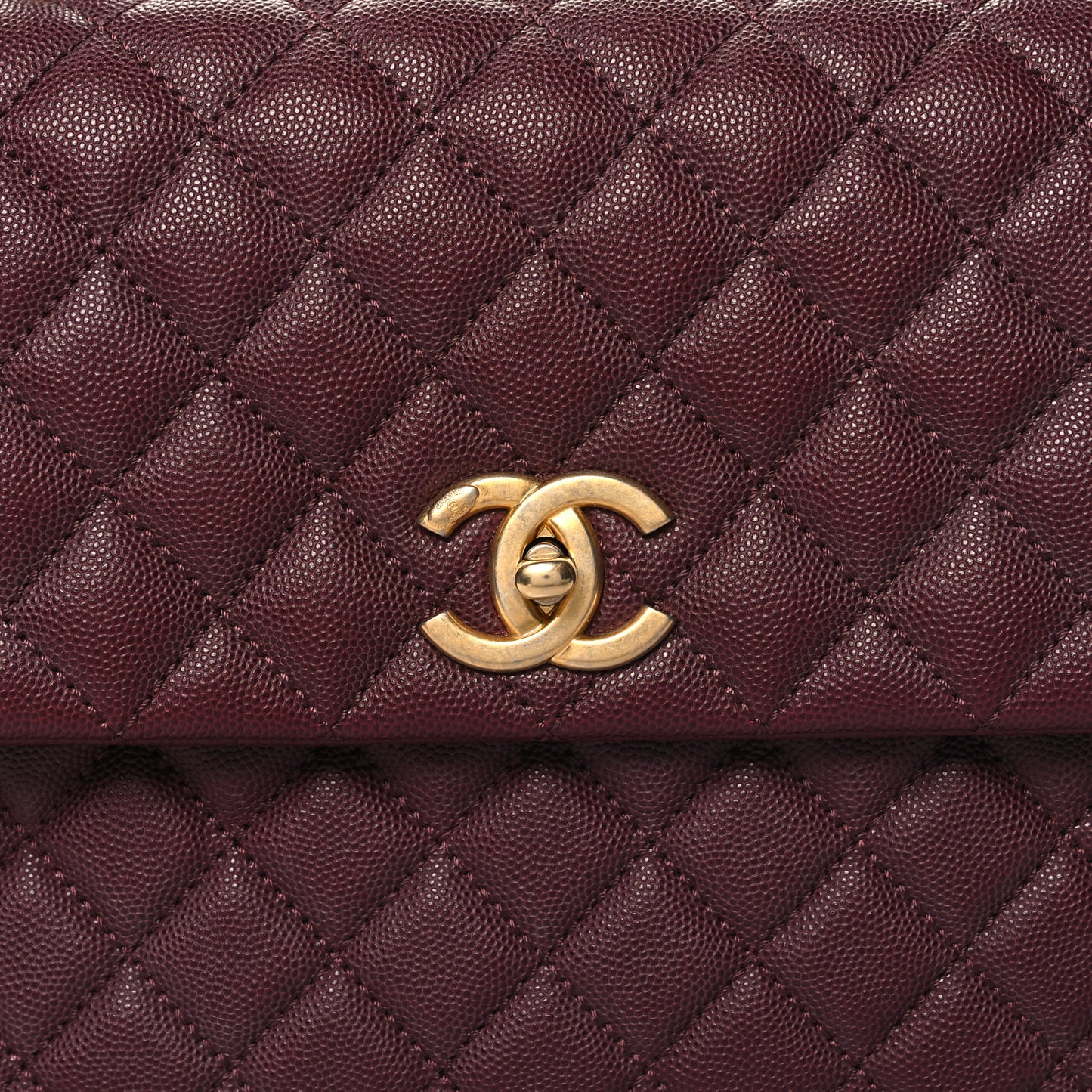 Caviar Lizard Quilted Medium Coco Handle Flap Burgundy