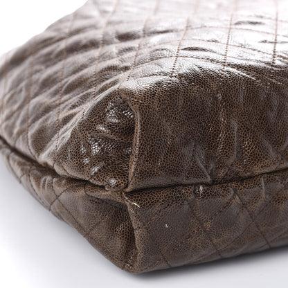 Chanel Distressed Glazed Caviar Quilted Large Elastic Tote Brown 6 of 10