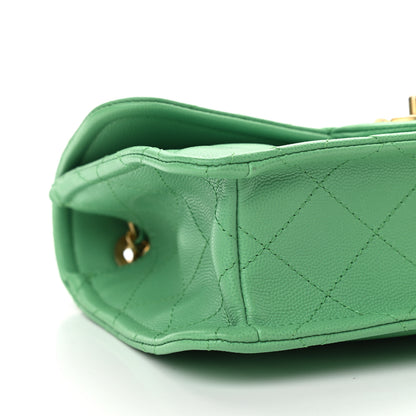 Chanel Caviar Quilted Medium Sweet Classic Flap Green 7 of 10